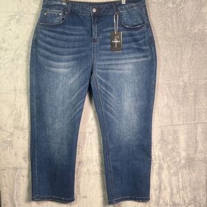 NWT New Flamingals Medium Wash Cropped Ankle Stretch Jeans Size 3XL